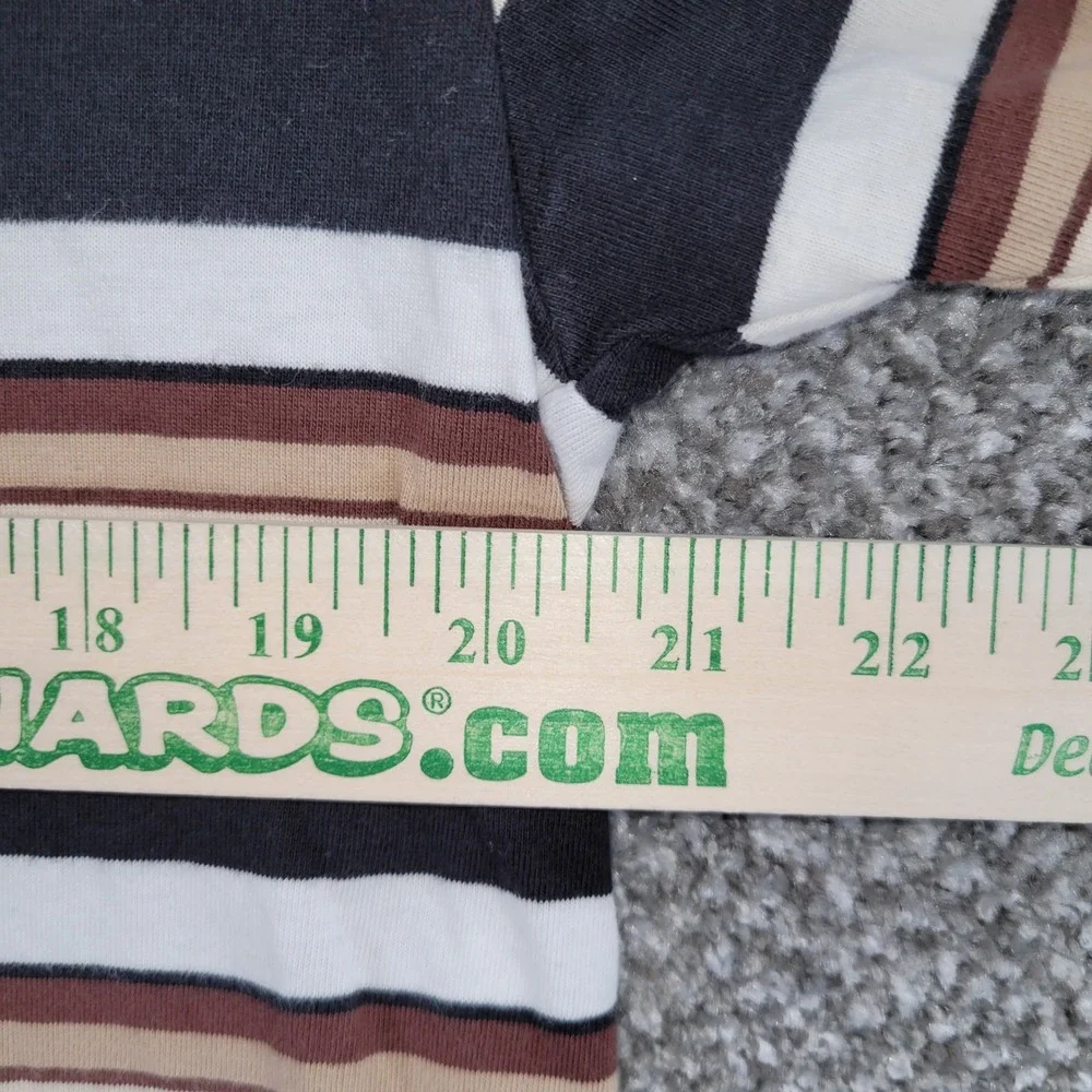Guess Originals Mens Striped Retro Style T-Shirt Black Brown White Logo Small - Picture 4 of 7